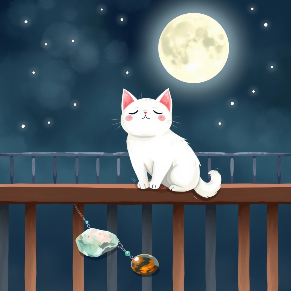 夜空を見上げるちびちゃん