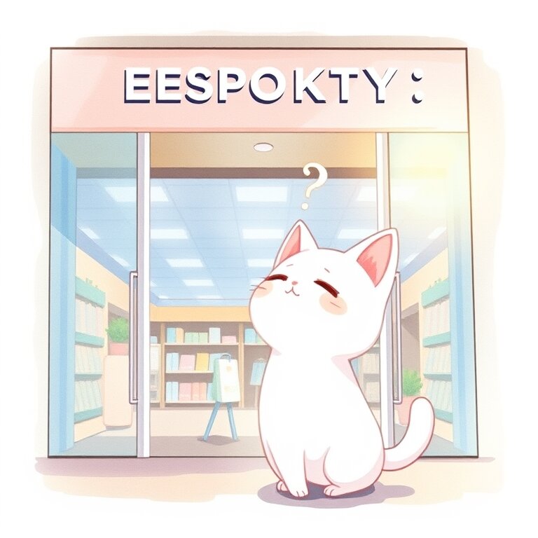 百貨店の前で見上げる白猫