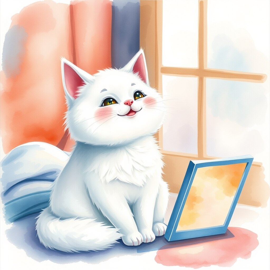 できあがった 絵 を うれしそうに 眺める maomao