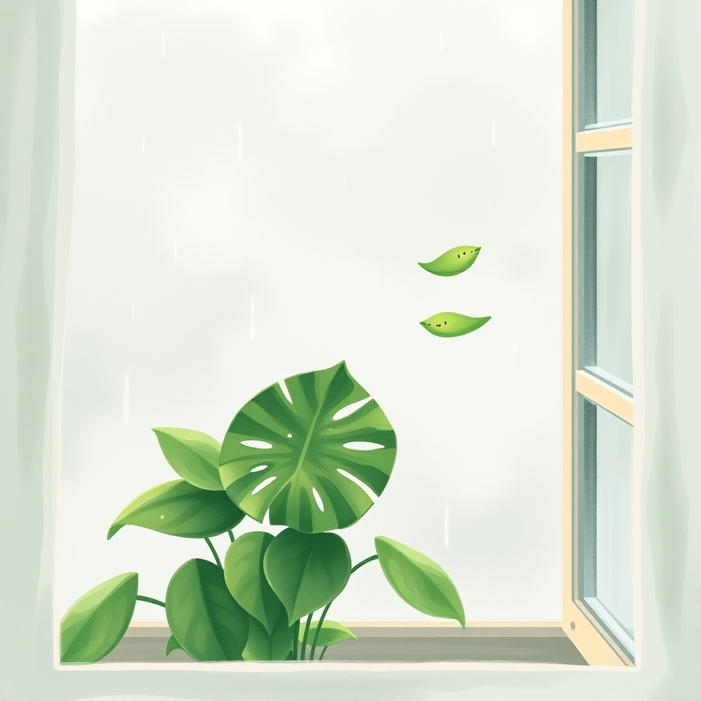 葉っぱの海の子と、雨の一日
